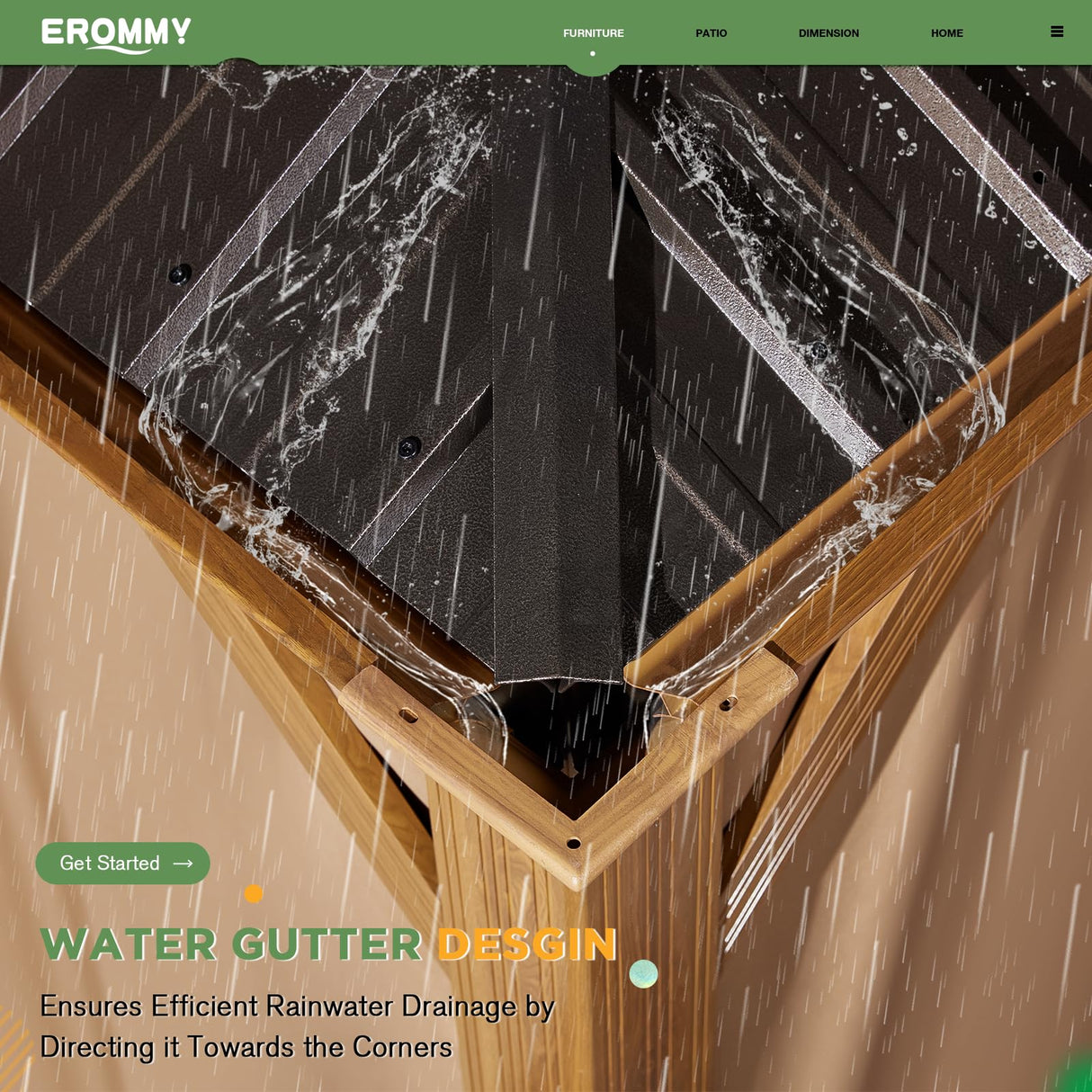 EROMMY 12' x 22' Gazebo, Wooden Finish Coated Aluminum Frame Canopy with Double Galvanized Steel Hardtop Roof, Outdoor Permanent Metal Pavilion with Curtains and Nettings for Patio, Backyard and Deck EROMMY