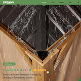 EROMMY 12' x 22' Gazebo, Wooden Finish Coated Aluminum Frame Canopy with Double Galvanized Steel Hardtop Roof, Outdoor Permanent Metal Pavilion with Curtains and Nettings for Patio, Backyard and Deck EROMMY