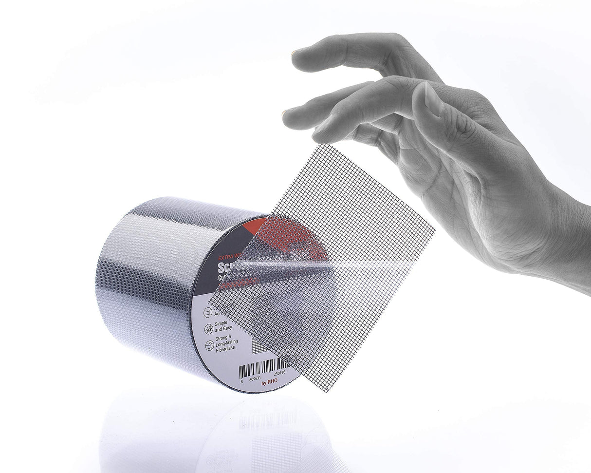 by.RHO Screen Repair Kit, Extra Wide (4in x 15FT), Black, Adhesive & Waterproof, Fiberglass, fix for Screen Door and Window Screen by.RHO