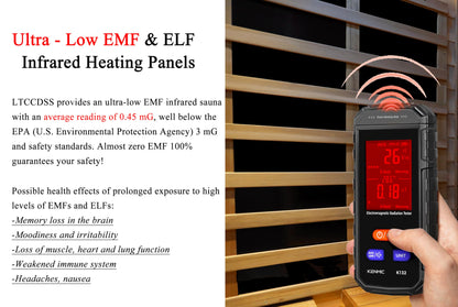 Outdoor Mahogany Ultra-Low EMF Sauna 4 Person Far Infrared Sauna for Home EMF average 0.5 mG, Withstand Outdoor Temp -10℉-149℉ Chromotherapy, Bluetooth Speaker (Freebie : Steam Sauna, Sauna Backrest)