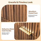 VINGLI Fluted Tall Dresser 5 Drawer, 23.66" W Chest of Drawers, Walnut Wood Dresser for Bedroom Mid Century Modern with Rounded Edge, 23.66" W*15.59" D*44.88" H VINGLI