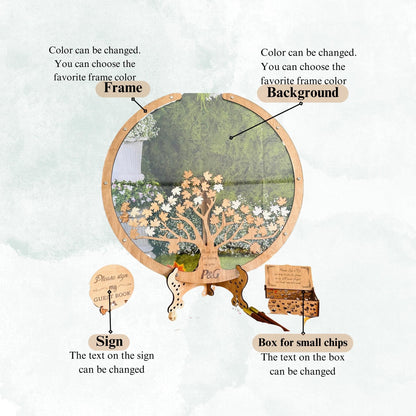 Personalized Guest Book Signs For Wedding - Customize Your Wedding Guest Book Alternative Frame, Dropbox Style with Wooden Maple Tree And Leaves - - WoodArtSupply