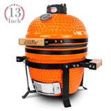 London Sunshine Ceramic Charcoal BBQ Kamado Grill Smoker - Portable Tabletop Cadet Series -Orange London Sunshine