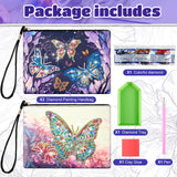 Geyoga 2 Pieces DIY Diamond Painting Purses 5d DIY Diamond Painting Handbag Art Wristlet Clutch Bag for Women Girls Art Craft Makeup Gift (Butterfly) Geyoga