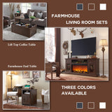 IFGET Farmhouse Fireplace TV Stand with 36" Electric Fireplace for 80 Inch TVs, 31" Tall Entertainment Center w/Drawer & Diamond Panel Door, Highboy Media Console for Living Room, 70inch, Brown IFGET