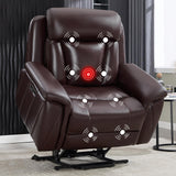 CANMOV 50" Wide Oversized Recliner, Faux Leather Power Lift Recliner Chair, Extra Large Lift Chair with Massage and Heat, Stand Up Recliner for Elderly Big and Tall, Brown CANMOV