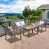 Domi Aluminum Patio Furniture Set, 4-Piece Modern Conversation Set with Cotton Padding Backrests and Seats, Outdoor Sectional Metal Sofa Set with 5.5 Inch Cushion and Coffee Table for Balcony, Garden domi outdoor living