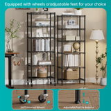 SINGAYE 6 Shelf Storage Wire Shelves Closet Bathroom Organizers Metal Pantry Kitchen Small Garage Shelving Unit Laundry Room Organization Home Narrow Rack Net Basket with Wheels Black SINGAYE
