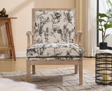 chairus Farmhouse Linen Accent Chair for Living Room, Upholstered Reading Chair with Solid Wood Frame Lounge Arm Chair with High Back for Bedroom, Reception Room, Waiting Room, Floral Pattern chairus