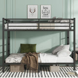 Queen Over Queen Bunk Beds for Adults,Heavy Duty Adult Bunk Beds,Metal Bunk Bed Queen Over Queen with 2 Ladders,Queen Size Bunk Bed, Noise-Free,Black Bellemave