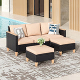 Soohow Outdoor Furniture Set, 5 Piece Patio Conversation Set with Cushions, PE Outdoor Wicker Conversation Set Sectional Patio Sofa, All-Weather Rattan Sofa for Backyard, Garden, and Poolside Soohow