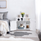 ZENY Cat Litter Box Enclosure, Cat Litter Box Furniture Hidden with Open Shelf, Wooden Cat Litter Cabinet with Divider, Indoor Cat Washroom Storage Bench, White ZENY