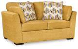 Signature Design by Ashley Keerwick Scandinavian Loveseat with 4 Toss Pillows, Yellow Signature Design by Ashley