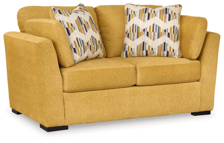 Signature Design by Ashley Keerwick Scandinavian Loveseat with 4 Toss Pillows, Yellow Signature Design by Ashley