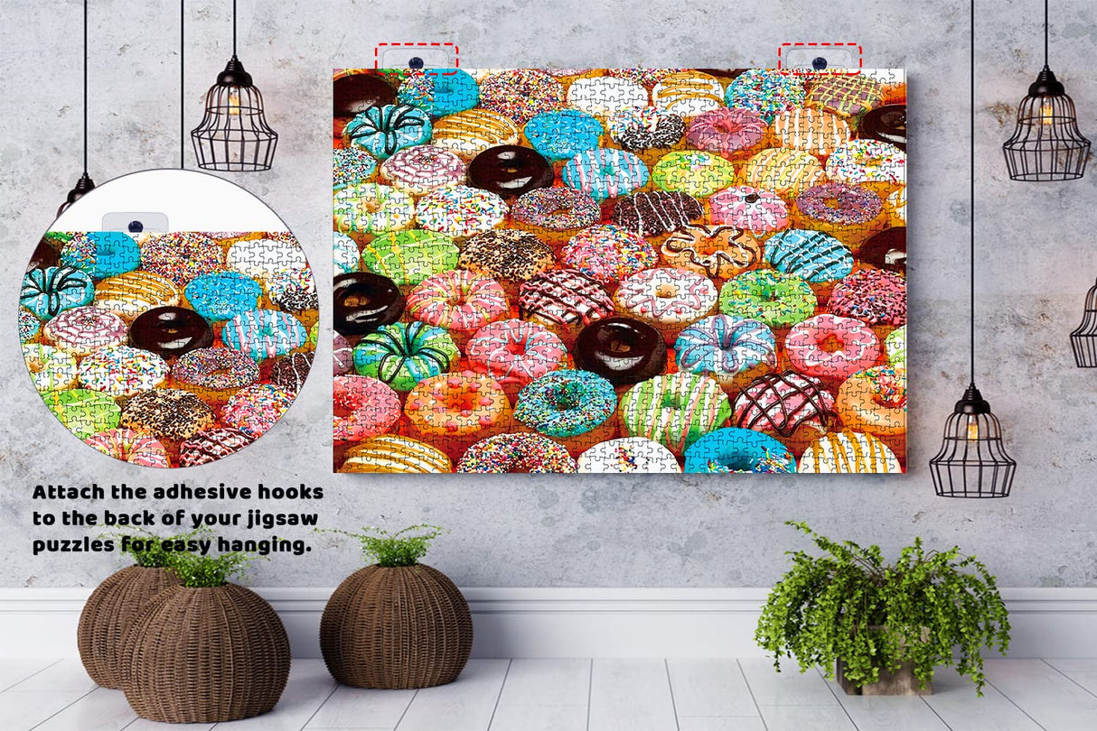 Puzzle Saver Sheets - 18 Peel & Stick, No Stress & No Mess, Clear Sticker Sheets with 6 Adhesive Hangers & 1 Scraper WISHDIAM