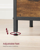 VASAGLE Nightstand, 24-Inch Tall Side Table with 2 Fabric Drawers and Storage Shelf, for Bedroom, Rustic Brown and Black ULGS025B01 VASAGLE