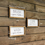 LIBWYS Bathroom Sign & Plaque (Set of 3) Wash Your Hands Brush Your Teeth Comb Your Hair Decorative Rustic Wood Farmhouse Bathroom Wall Decor (White) LIBWYS