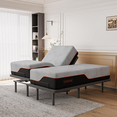 ESHINE 3100 Series Adjustable Bed Frame with 14 inch Ultra-Plush Black Mattress - Split King