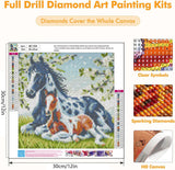 Axquilon Horse Diamond Art Kits for Adults - Diamond Painting Kits for Adults Beginner, DIY 5D Full Drill Horse Gem Art for Home Wall Decor 12x12 inch Axquilon