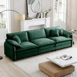Ball & Cast 115.34" Modular Sectional Sofa Couch, Comfy Corduroy 3 Seat Upholstered Reclining Sofa-Bed w/ 5 Pillows & Removable Back Cushions for Living Room Apartment Office Small Spaces, Green Ball & Cast