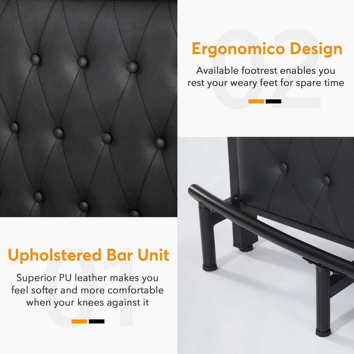 Tribesigns Home Bar Unit for Liquor, 44-Inch Bar Height Table with Storage, Black Entertainment Pub Table, Mini Bar Carts Upholstered&Metal Front Footrest for Kitchen, Balcony, Basement Tribesigns