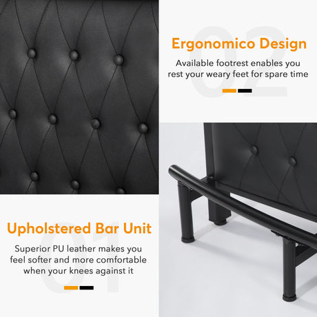 Tribesigns Home Bar Unit for Liquor, 44-Inch Bar Height Table with Storage, Black Entertainment Pub Table, Mini Bar Carts Upholstered&Metal Front Footrest for Kitchen, Balcony, Basement Tribesigns