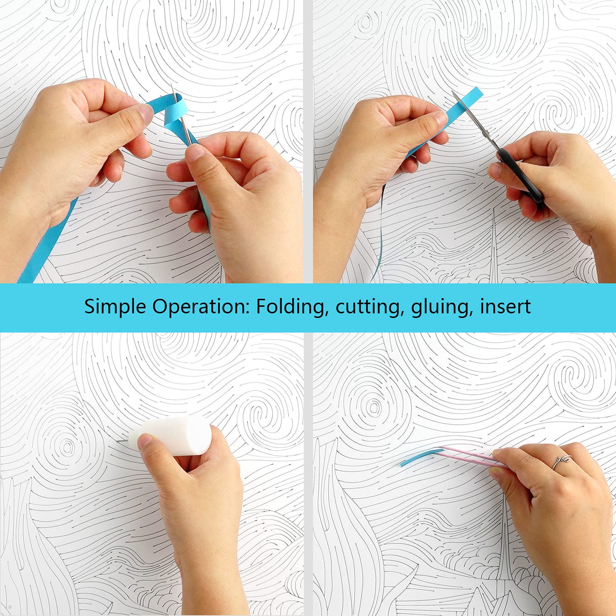 Uniquilling Quilling Kits Paper Quilling Kit for Adults Beginner, DIY Kits for Adults Paper Filigree Painting Kits, Modern Wall Art for Living Room, 16 * 20in Starry Night- Basic Uniquilling