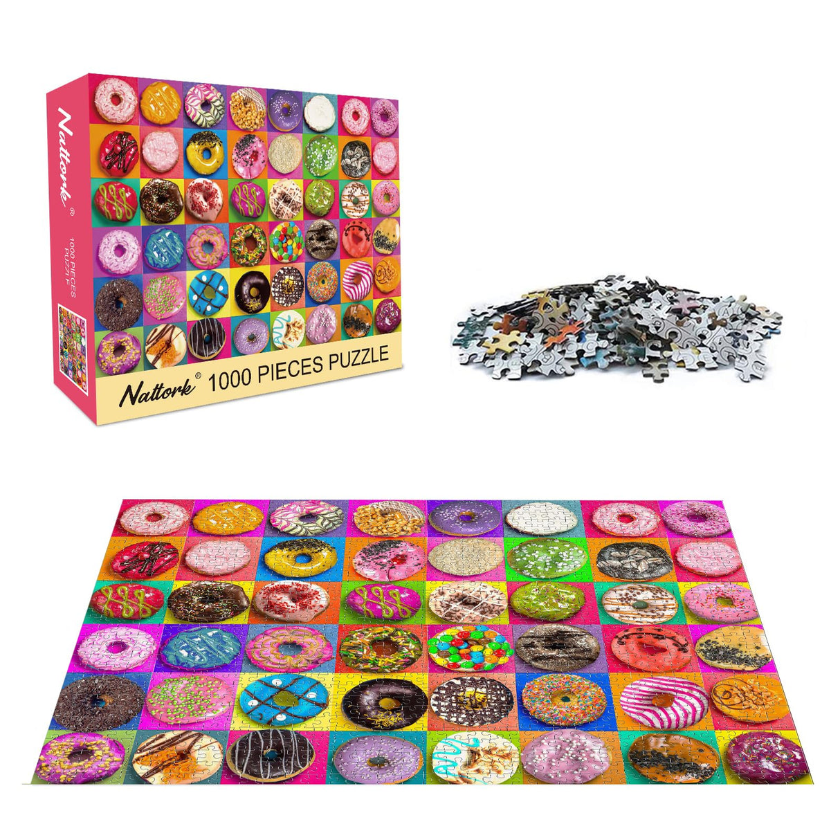 Jigsaw Puzzles 1000 Pieces for Adults, Families (Donuts) Pieces Fit Together Perfectly Nattork