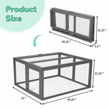 COZIWOW Folding Wooden Chicken Coop Chicken Run, Indoor Outdoor Run with Mesh Cover, Portable Large Rabbit Hutch Small Animal Poultry Cage for Chicks, Duck, Bunny, Kitten, Puppy, Grey COZIWOW