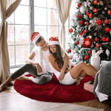 Vertintong 84 Inch Large Christmas Tree Skirt Deluxe Red Velvet Christmas Tree Skirt with Quilted Cuff for 12ft Christmas Tree Decorations Xmas Home Winter Holiday Party Decorations Vertintong