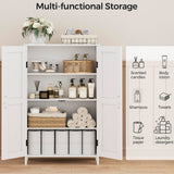 Homleke Farmhouse Bathroom Cabinet with Adjustable Shelves, Free-Standing Storage Cabinet with Barn Doors, for Kitchen, Living Room, Dining Room, Entryway, White Homleke