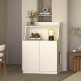 Amunrbrek Large/Tall Litter Box Enclosure, Modern Wooden Litter Box Furniture for XL Litterbox with Open Shelf as Sideboard Cabinet (White) amunrbrek