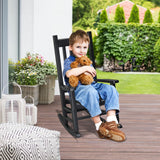 VINGLI Outdoor Child’s Rocking Chair, All Weather Wooden Rocking Chair with High Backrest, Patio Rocker for Garden, Yard, Balcony, Wooden Rocker for 3-9 Years Old, Black VINGLI
