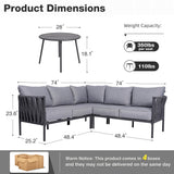 COMLAX FIELD Outdoor Patio Furniture, 6 Pieces Outdoor Sectional L-Shaped Sofa Patio Conversation Sets, Patio Furniture Set with Thick Cushions and Coffee Table for Garden, Poolside, Backyard, Grey COMLAX FIELD