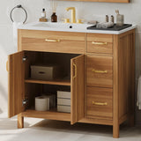 ENSHUI 36" Bathroom Vanity with Sink, 36 inch Bathroom Vanity with Ample Storage, Modern Solid Wood Cabinet with Soft-Close Doors, Easy Assembly, 36 Wood ENSHUI