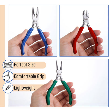 Mr. Pen- Jewelry Pliers Kit, 3 Pack Mini Chain Nose Pliers Wire Cutters for Jewelry Craft & Earring Making Mr. Pen
