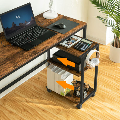 HOOBRO Mobile Printer Stand, 3-Tier Printer Cart Under Desk with Storage, Industrial Adjustable Rolling Cart, Sturdy Little Table on Wheels for Home Office BF28PS01 HOOBRO