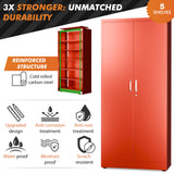 METALTIGER Locking Metal Storage Cabinet | Garage Storage Cabinet with Doors | 71" Lockable Tool Cabinet | Metal Cabinets for Home Office (71" 2-Doors Key, Red) METALTIGER