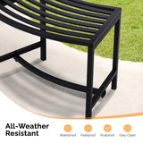 VINGLI Outdoor Metal Curved Bench, Weatherproof Fire Pit Bench Set of 4, Heavy Duty Steel Backless Benches, Metal Outside Seating for for Garden, Patio, Plant Stand and Holder VINGLI