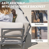 NATURAL EXPRESSIONS Patio Furniture Sets, L Shape Patio Sectional Metal Outdoor Sectional Corner Sofa Outdoor Couch with Detachable Backrest,3 Fauxwood Tables,5” Grey Olefin Cushions NATURAL EXPRESSIONS