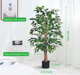 HAIHONG 2Packs 4FT Artificial Ficus Tree, Fake Plants with Sturdy Plastic Nursery Pot,Faux Ficus Trees for Home Office Living Room Indoor Outdoor Decor Perfect Housewarming Gift (4FT-2Packs) HAIHONG