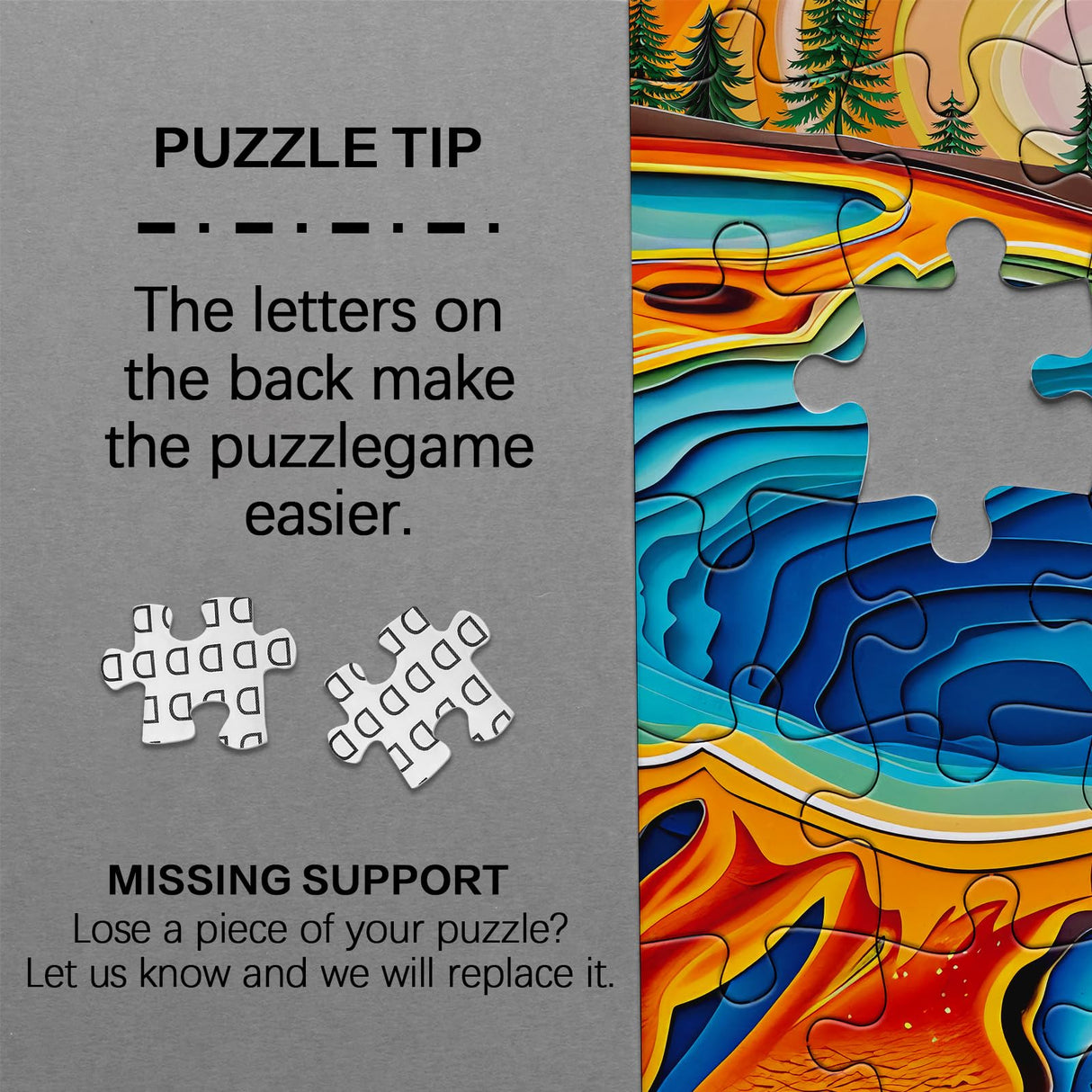 Sunset National Parks Puzzles for Adults 1000 Piece Nature Puzzles, Colorful Yellowstone Landscape Jigsaw Puzzle, Beautiful Hot Spring Scenic Plant Puzzle BBOLDIN