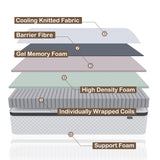 Deegari King Mattress,14 Inch King Size Mattress in a Box,Gel Memory Foam and Innerspring Hybrid Mattresses with Individual Pocket Spring for Motion Isolation,Medium Firm Feel,CertiPUR-US Deegari
