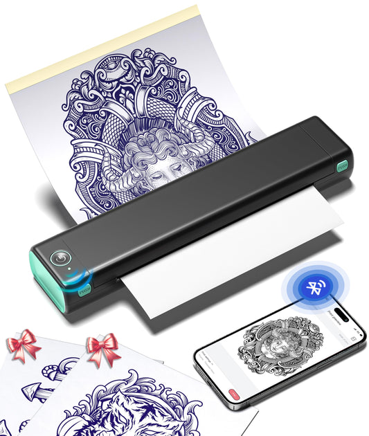 Phomemo M08F Wireless Tattoo Transfer Stencil Printer, Thermal Tattoo Machine with 10pcs Free Transfer Paper, Tattoo Printer Kit for Tattoo Artists & Beginners, Compatible with Smartphone & Pc