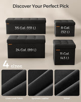 SONGMICS MAZIE Collection - 43 Inches Folding Storage Ottoman Bench, Ottoman Foot Rest, End of Bed Bench, Storage Chest, Load 660 lb, for Living Room, Bedroom, Entryway, Ink Black ULSF077B01 SONGMICS