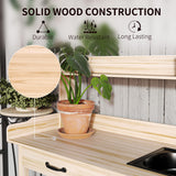 Outsunny Potting Bench Table with Sink, Outdoor Work Bench Table with Storage Cabinet, Hooks, Removable Sink, Faucet and Drawer for Greenhouse, Garden, Patio, Natural Wood Outsunny