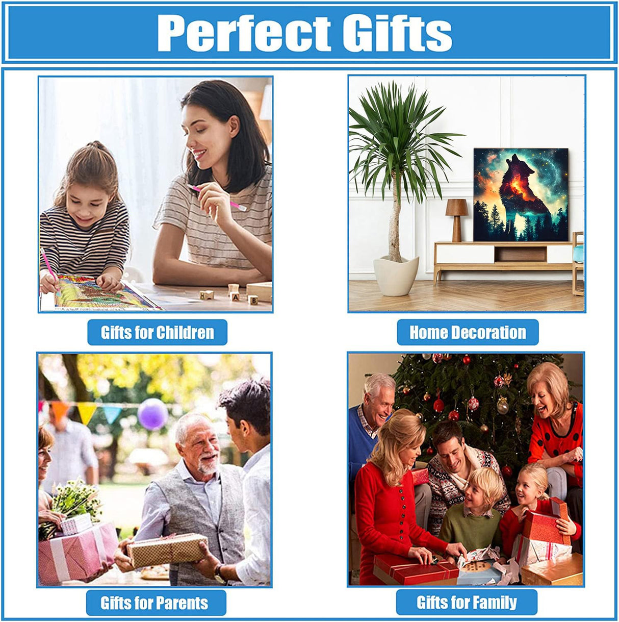 DPHERO DIY Wolf Diamond Painting Kits for Beginners Adults,5D Starry Sky Diamond Art Kits,Round Full Drill Forest Diamond Painting Art,DIY Painting by Numbers Diamond Art Painting 12x12 inch DPHERO