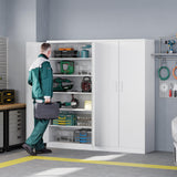 Letaya Metal Storage Cabinets with Lock Door,Steel Locker Garage Cabinets 5 Adjustable Shelves for Home,Office, Warehouse(White) Letaya