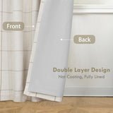 DriftAway 2 Panels 100% Blackout Windowpane Plaid Linen Curtains Double Layer Drapes for Bedroom 84 Inches Long Farmhouse Thermal Insulated 3.25 Inch Rod Pocket Back Tab for Living Room Taupe DriftAway