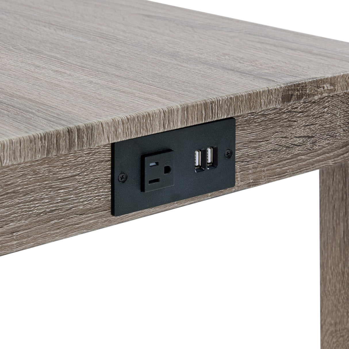 DUHOME 4 Piece Bar Table Set with Power Outlet,Industrial Breakfast Table with 3 Padded Stools Solid Wood Counter Height Dining Table Set for Living Room, Dining Room Cream+Brown DUHOME